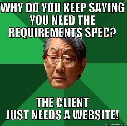 WHY DO YOU KEEP SAYING YOU NEED THE REQUIREMENTS SPEC? THE CLIENT JUST NEEDS A WEBSITE! High Expectations Asian Father