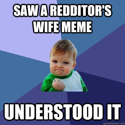 saw a redditor's wife meme understood it  Success Kid