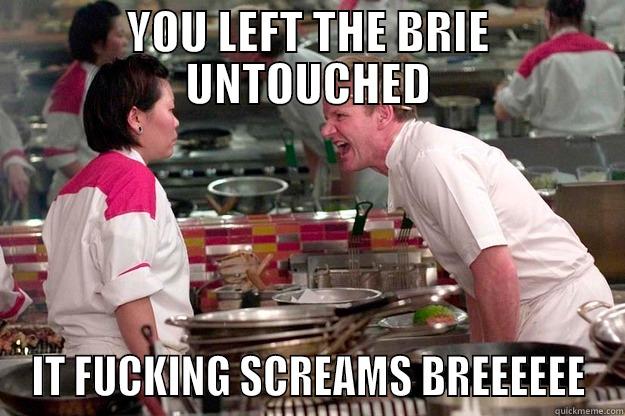 YOU LEFT THE BRIE UNTOUCHED IT FUCKING SCREAMS BREEEEEE Gordon Ramsay