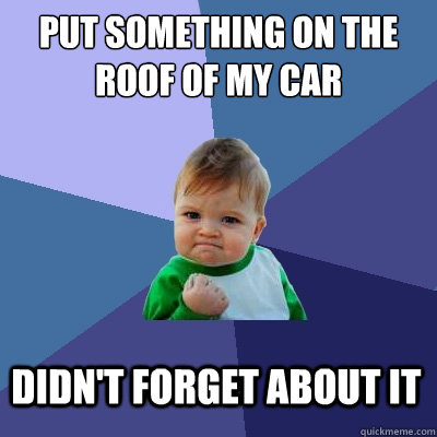 Put something on the roof of my car didn't forget about it  Success Kid