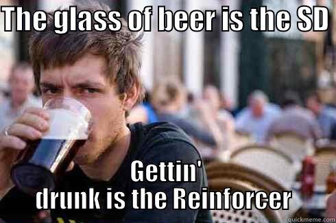 Drunk SD's - THE GLASS OF BEER IS THE SD  GETTIN' DRUNK IS THE REINFORCER  Lazy College Senior