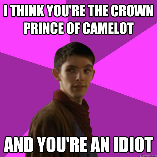 I think you're the crown prince of Camelot And you're an idiot  Sassy Gay Merlin