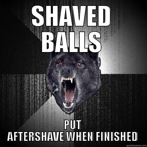 SHAVED BALLS PUT AFTERSHAVE WHEN FINISHED Insanity Wolf