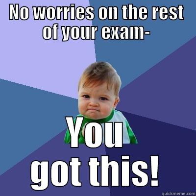 NO WORRIES ON THE REST OF YOUR EXAM- YOU GOT THIS! Success Kid