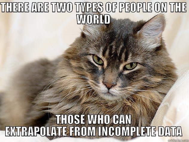 THERE ARE TWO TYPES OF PEOPLE ON THE WORLD THOSE WHO CAN EXTRAPOLATE FROM INCOMPLETE DATA Misc