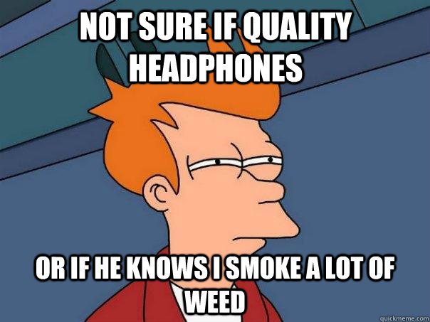 Not sure if quality headphones Or if he knows i smoke a lot of weed - Not sure if quality headphones Or if he knows i smoke a lot of weed  Futurama Fry