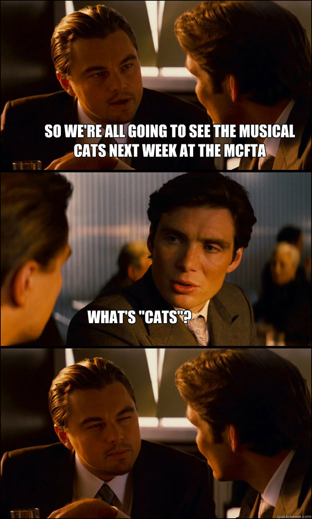 So we're all going to see the musical Cats next week at the MCFTA what's 