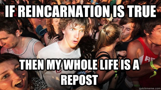 if reincarnation is true then my whole life is a repost   Sudden Clarity Clarence