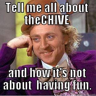 TELL ME ALL ABOUT THECHIVE AND HOW IT'S NOT ABOUT  HAVING FUN. Condescending Wonka