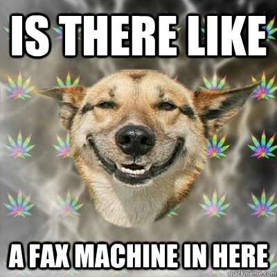 is there like a fax machine in here - is there like a fax machine in here  Stoner Dog