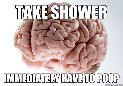 take shower immediately have to poop  Scumbag Brain