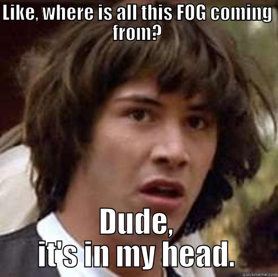 LIKE, WHERE IS ALL THIS FOG COMING FROM? DUDE, IT'S IN MY HEAD. conspiracy keanu