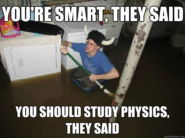 you're smart, they said you should study physics, they said - you're smart, they said you should study physics, they said  Do the laundry they said