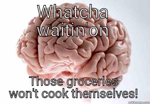 WHATCHA WAITIN'ON THOSE GROCERIES WON'T COOK THEMSELVES! Scumbag Brain