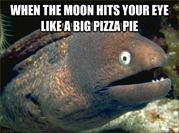 When the moon hits your eye like a big pizza pie  - When the moon hits your eye like a big pizza pie   Bad Joke Eel