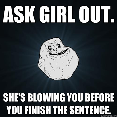 Ask girl out. she's blowing you before you finish the sentence.  Forever Alone