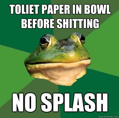 Toliet paper in bowl before shitting no splash - Toliet paper in bowl before shitting no splash  Foul Bachelor Frog