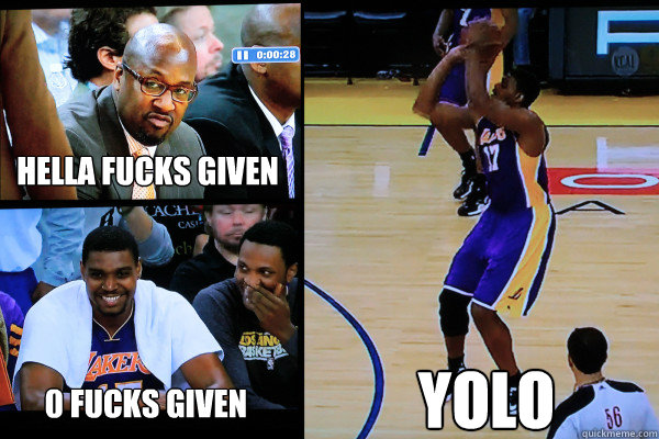 YOLO HELLA FUCKS GIVEN 0 FUCKS GIVEN  Andrew Bynum Takes a Three