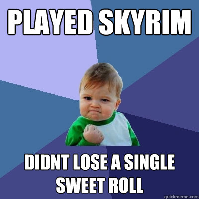 played skyrim didnt lose a single sweet roll  Success Kid