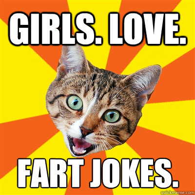 GIRLS. LOVE. FART JOKES.  Bad Advice Cat