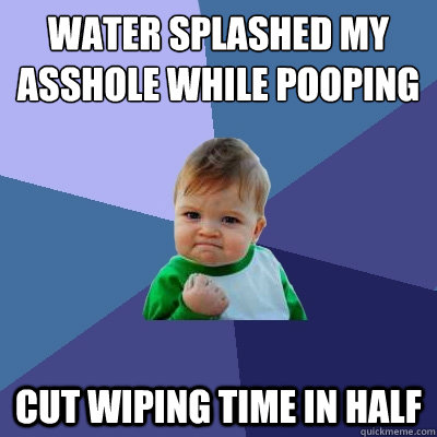 water splashed my asshole while pooping cut wiping time in half - water splashed my asshole while pooping cut wiping time in half  Success Kid