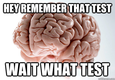 hey remember that test wait what test - hey remember that test wait what test  Scumbag Brain