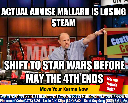 Actual advise mallard is losing steam shift to star wars before may the 4th ends  Mad Karma with Jim Cramer