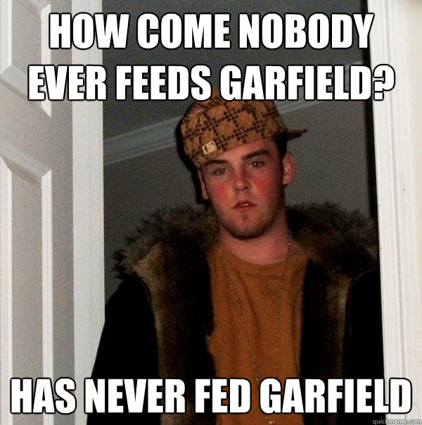 How come nobody ever feeds Garfield? Has never fed Garfield  Scumbag Steve