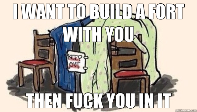 I WANT TO BUILD A FORT WITH YOU THEN FUCK YOU IN IT - I WANT TO BUILD A FORT WITH YOU THEN FUCK YOU IN IT  fort