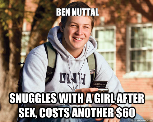 Ben nuttal Snuggles with a girl after sex, costs another $60  College Freshman