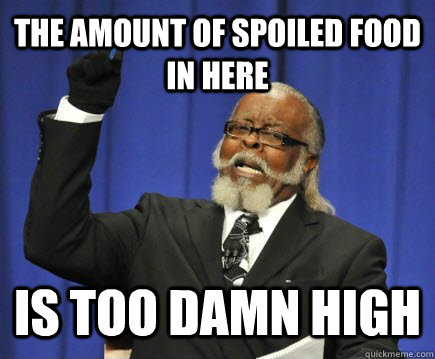 The amount of Spoiled Food in Here IS TOO DAMN HIGH  Too Damn High