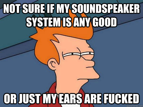 Not sure if my soundspeaker system is any good Or just my ears are fucked - Not sure if my soundspeaker system is any good Or just my ears are fucked  Futurama Fry