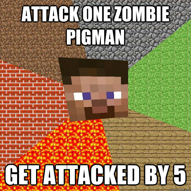 attack one zombie pigman get attacked by 5  Minecraft