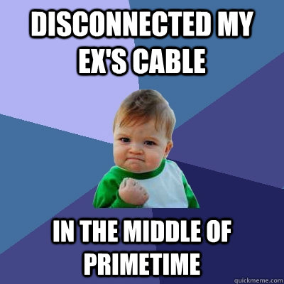 Disconnected my ex's cable in the middle of primetime  Success Kid