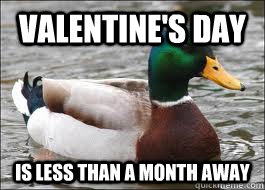 Valentine's day is less than a month away - Valentine's day is less than a month away  Good Advice Duck