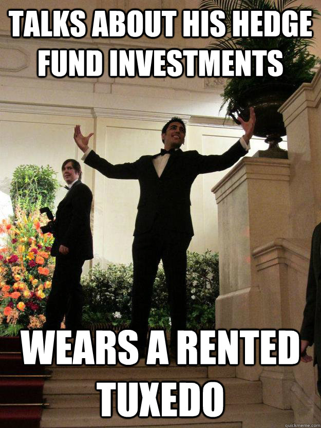 talks about his hedge fund investments wears a rented tuxedo  Tuxedo