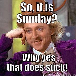 SO, IT IS SUNDAY?   WHY YES THAT DOES SUCK! Condescending Wonka