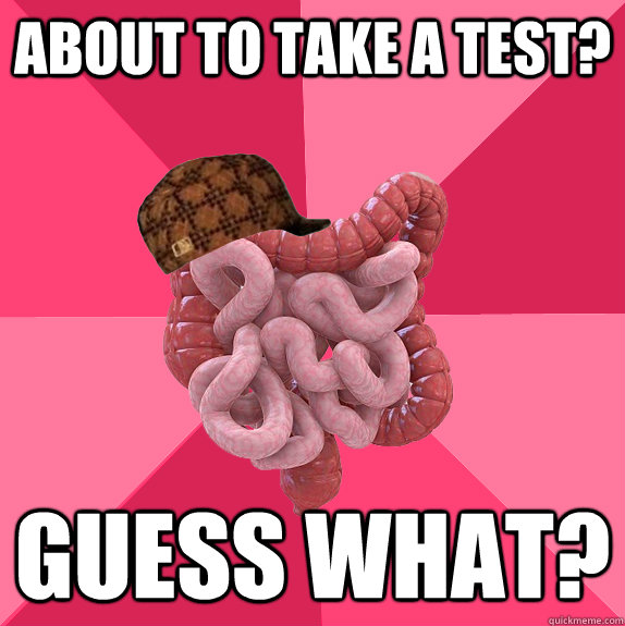 about to take a test? guess what?  Scumbag Intestines