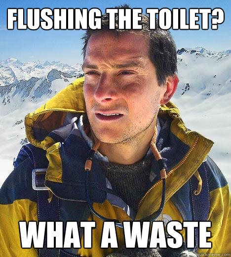 flushing the toilet? what a waste - flushing the toilet? what a waste  Bear Grylls