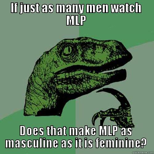 IF JUST AS MANY MEN WATCH MLP DOES THAT MAKE MLP AS MASCULINE AS IT IS FEMININE? Philosoraptor