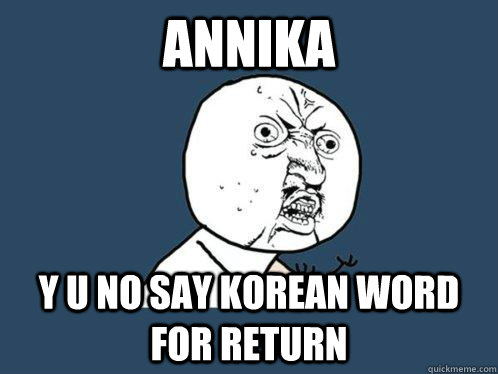 Annika y u no say korean word for return  Y U No