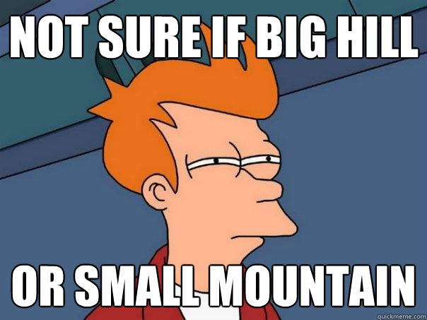 not sure if big hill or small mountain  Futurama Fry