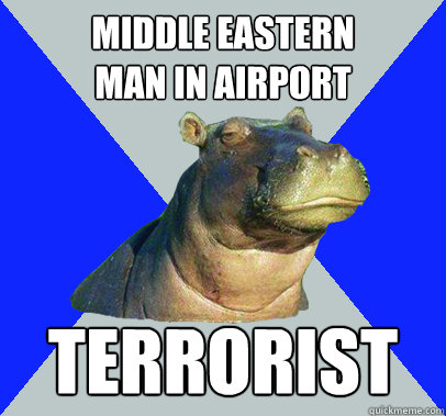 Middle Eastern 
man in airport Terrorist  Skeptical Hippo