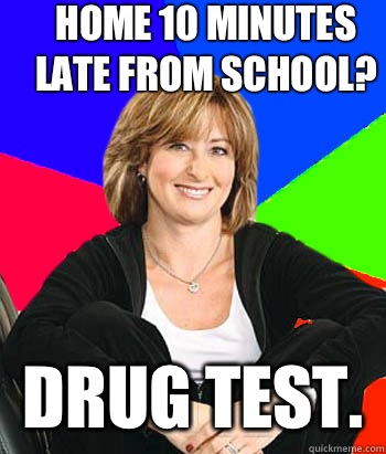 Home 10 minutes late from school? Drug test.   Sheltering Suburban Mom