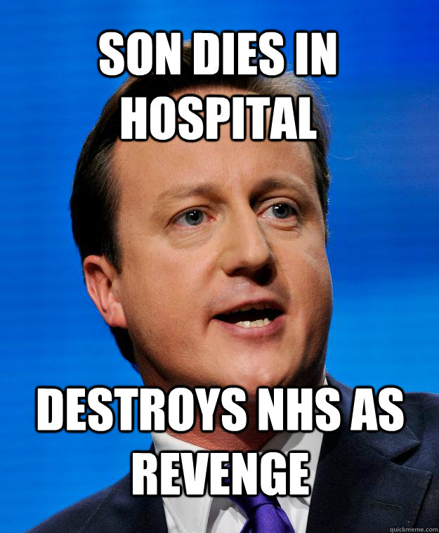 Son dies in hospital Destroys nhs as revenge - Son dies in hospital Destroys nhs as revenge  Opposite David Cameron