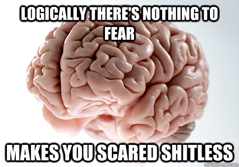 logically there's nothing to fear makes you scared shitless  Scumbag Brain