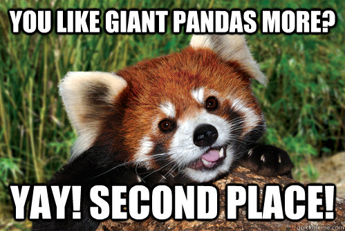 You like giant pandas more? Yay! Second place!  