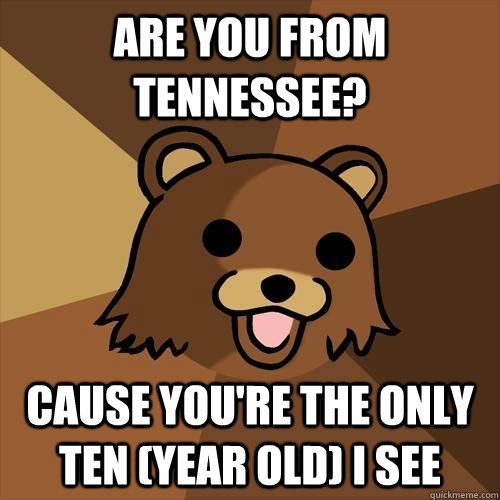 Are you from Tennessee? cause you're the only ten (year old) I see  Pedobear