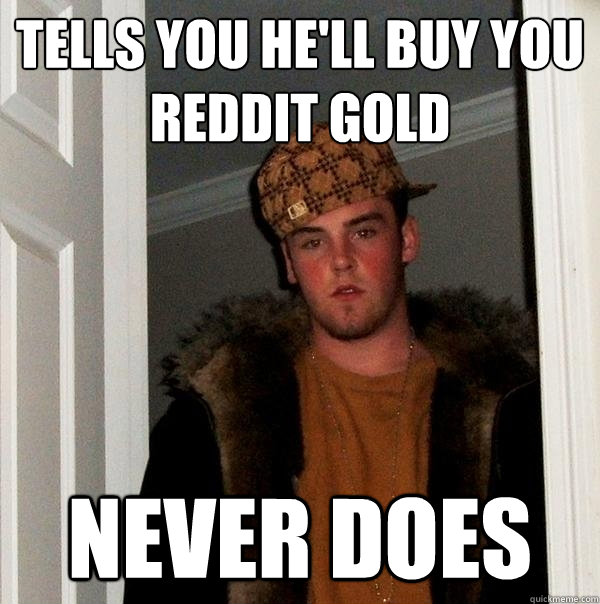 Tells you he'll buy you reddit gold Never does  Scumbag Steve