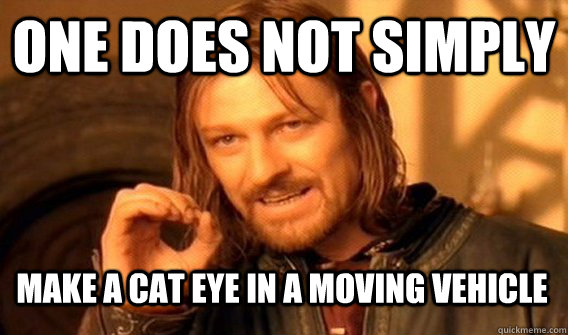 ONE DOES NOT SIMPLY make A CAT EYE IN A MOVING VEHICLE  One Does Not Simply